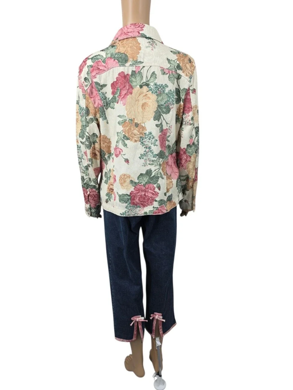 Cervelle Vintage Floral Jacquard Women’s Jacket & Cropped Jeans Matching Set